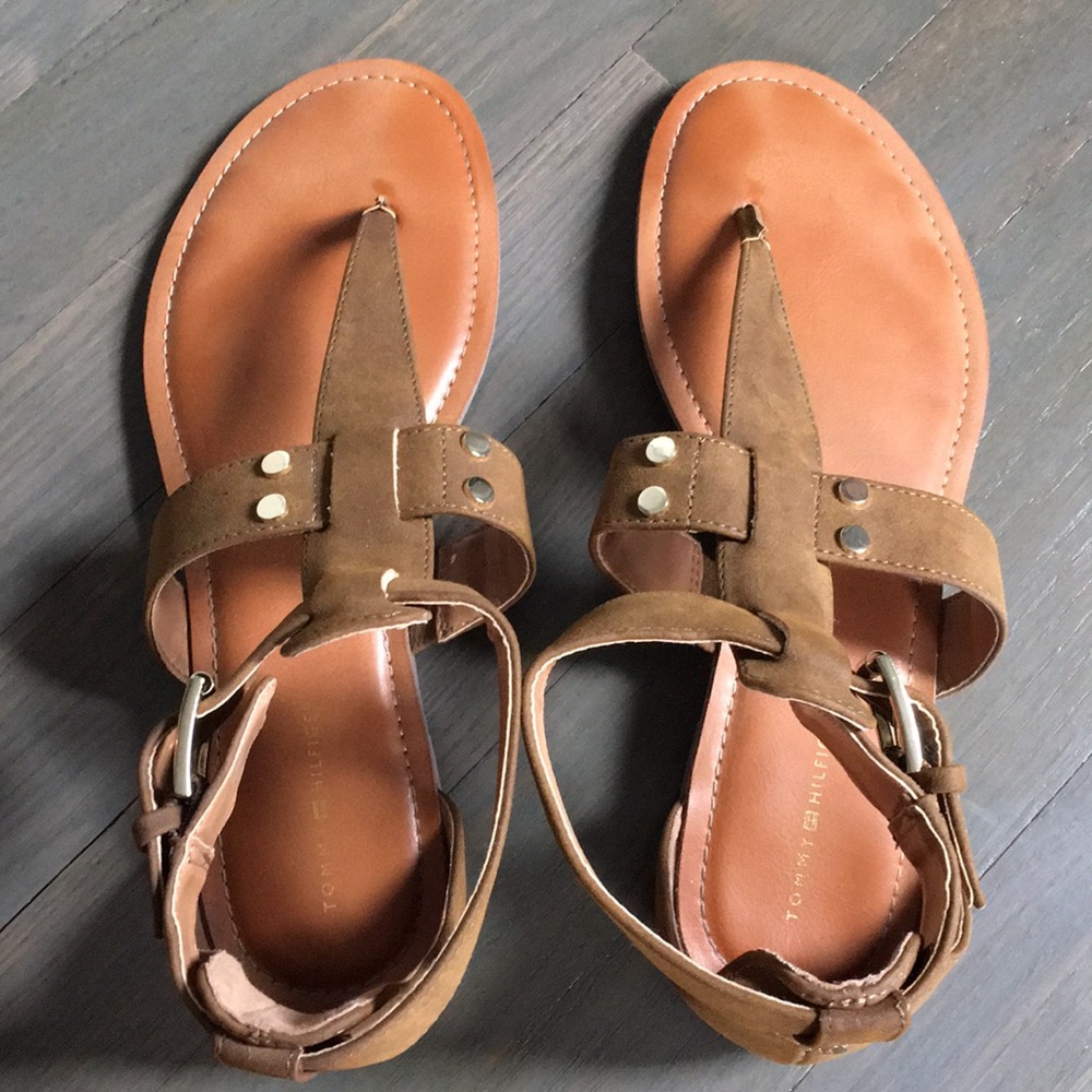 Tommy Hilfiger Suede Sandals Gold Embellishment